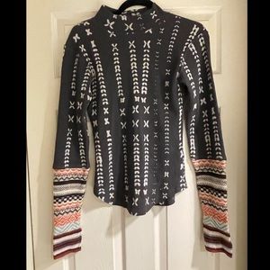 Free People Wonderful Mock Neck Thermal Knit Cuff Top
